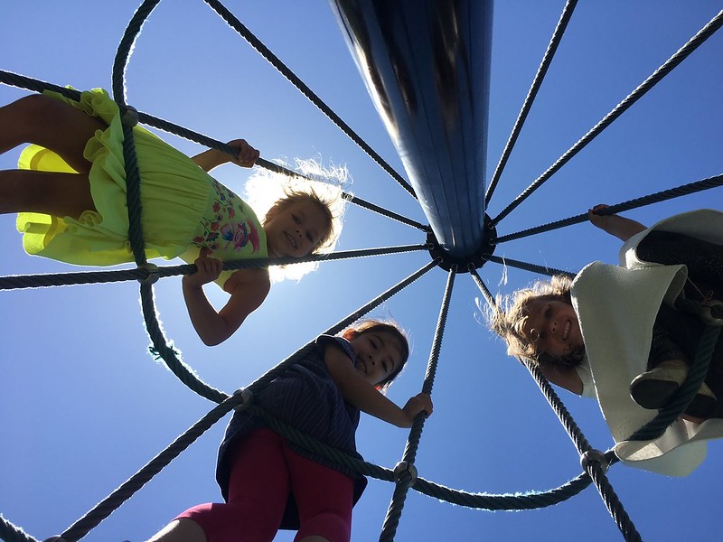jcc campers on play structure